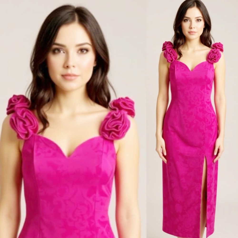 GUNNE SAX Jessica McClintock Vintage Hot Pink Barbie Core Prom Dress 5/6